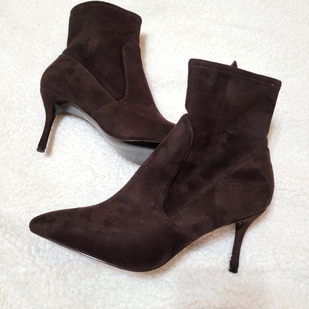 Nine West CADENCE Dark Brown Suede Ankle Boots US 9.5